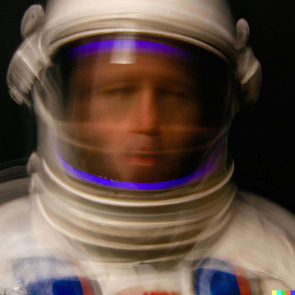 an astronaut, photograph, slow shutter speed, 1s